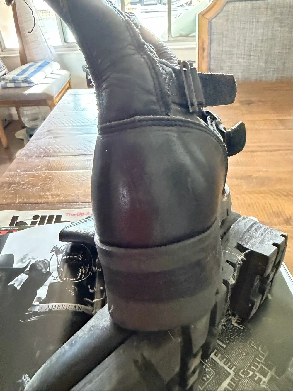 Black Leather Men's Harness Boots
